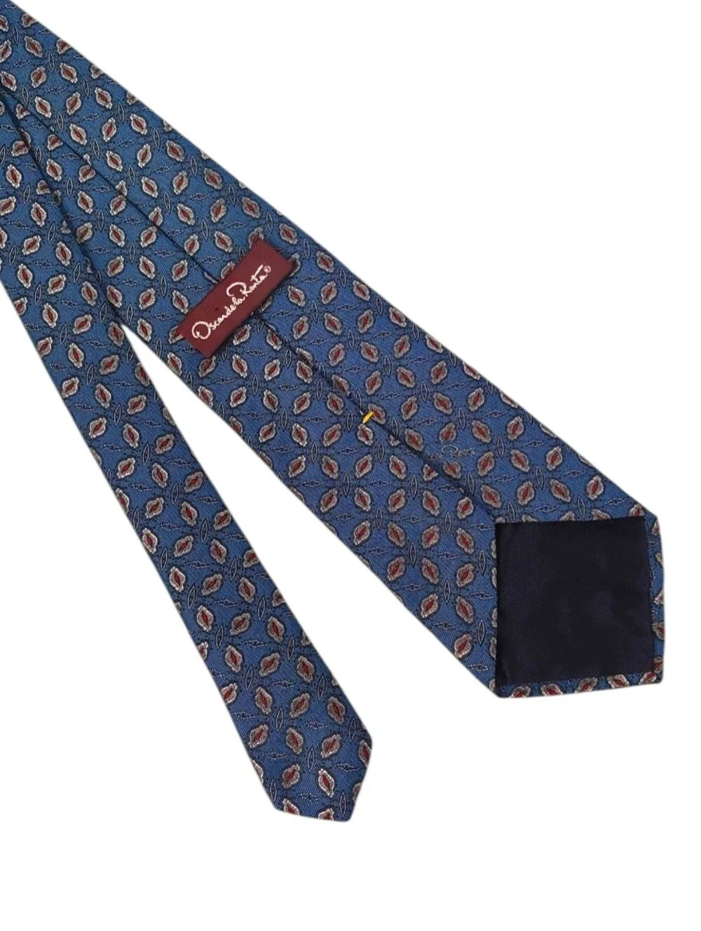 Oscar de la Renta Men’s Blue Geometric Pattern Silk Tie